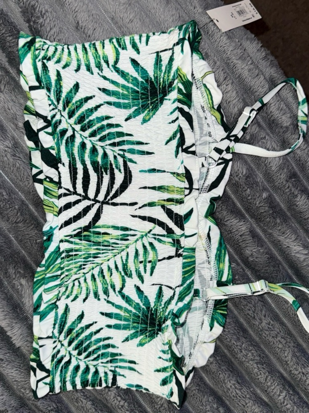 No Boundaries Green White Tropical Strapless Dress Set - Picture 3 of 6